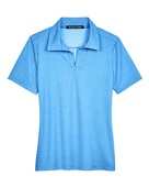 Devon & Jones CrownLux Performance Ladies' Address Melange Polo DG22W OCEAN BLUE HTHR Pocket